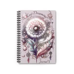 Watercolor Dandelion Spiral Notebook - Ruled Line, Custom Name Journal, Dreamy Diary, Personalized Notebook, 118 Pages