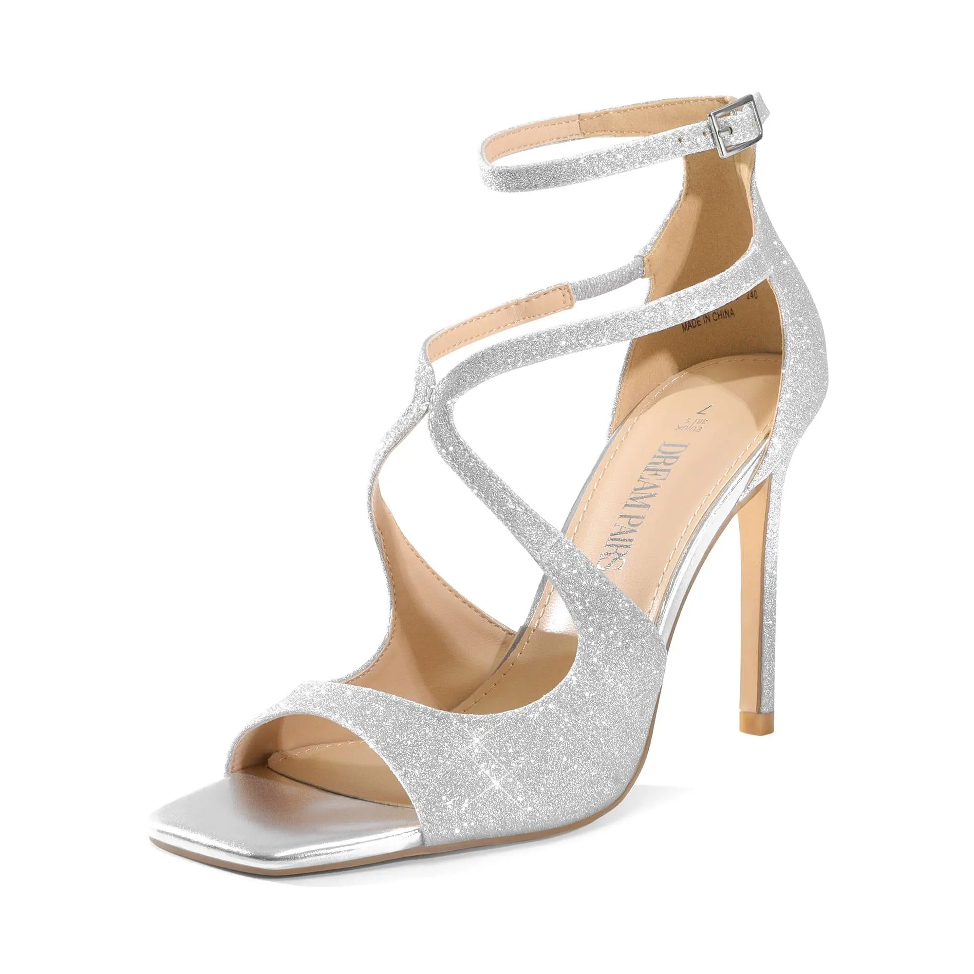 Dream Pairs Women's Satin Stiletto Sandals, Elegant Cross-Strappy Comfortable Heels with Vegan Leather Lining, Open Toe Party Footwear