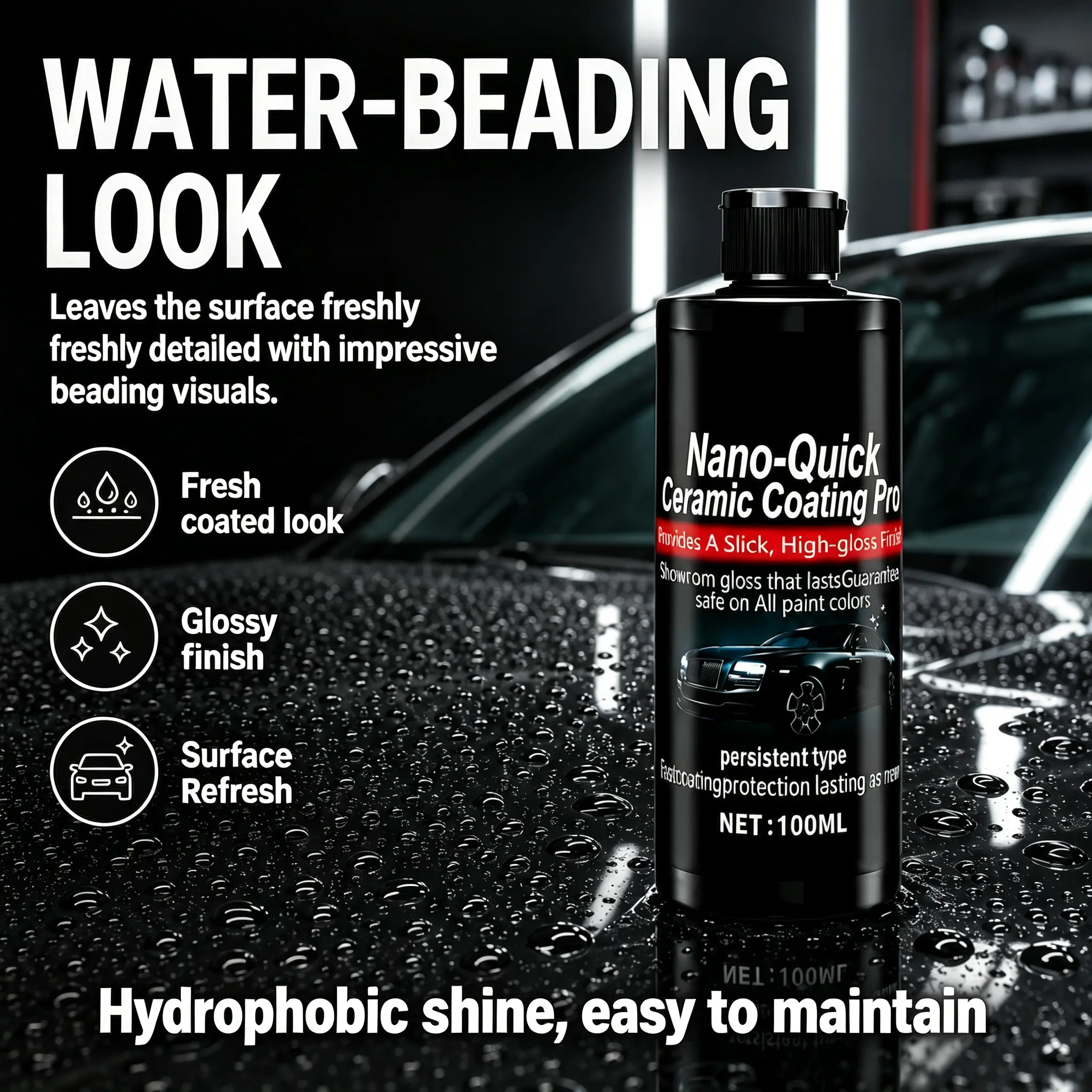 Automotive Nano Ceramic Coating – Car Paint Protection & Shine Enhancer, Hydrophobic Water-Repellent Coating for Cars, Helps Reduce Water Spots, Dirt & Surface Contaminants, Easy-Apply Car Care & Paint Protection Solution
