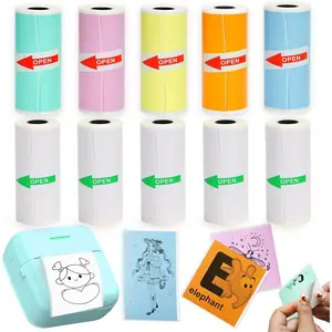 10 Rolls Thermal Sticker Paper for  Mini Thermal Printers, 57mm x 25mm 5 Rolls White 5 Rolls Colorful Mini Printer Sticker Paper Rolls for Study Notes Photos Journals Memo Lists