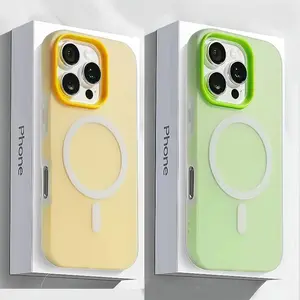 [Luxury Candy Color Case] Phone Case: Luxury Candy Color 2-in-1 Magnetic Phone Case Compatible with iPhone 17 Pro Max Air 16 15 14 13 Pro Max Plus Cover Matte Soft Shell Magnetic Wireless Charging 17ProMax Cases Shockproof Back Cover Accessories