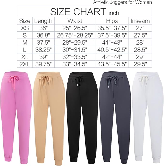 Women's High Waisted Athletic Joggers with Drawstring & Side Pockets ,Workout Yoga Gym Sweatpants , Lounge Pants for Running, Fitness, Casual Everyday Active Wear