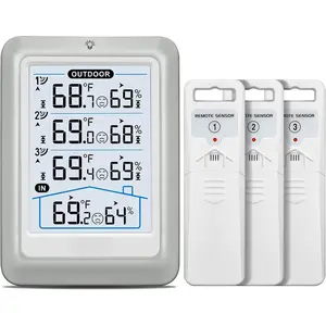 Indoor Otdoor  , 4.5 Inch Display Digital Hygrometer  Temperatre Hmidity  with 330ft Range Sensor and Adjstable Backlight