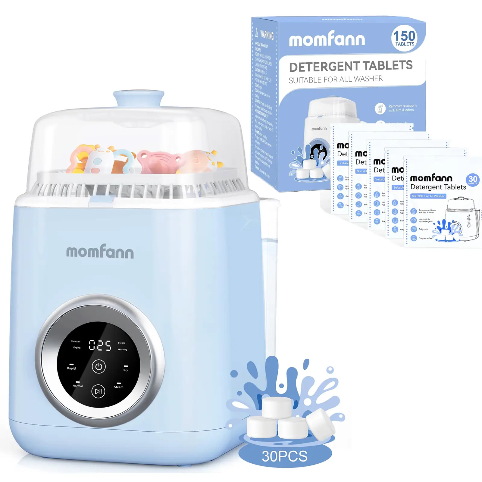 Momfann 4 in 1 Baby Bottle Washer, Sterilizer & Dryer, All-in-One Cleaning Machine for Bottles, Pump Parts & Baby Essentials Time-Saving