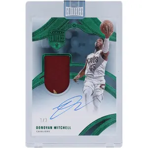 Donovan Mitchell Cleveland Cavaliers Autographed 2024-25 Panini Eminence Emerald Patch 2 Color Relic #EPA-MIT #1/3 Card - Fanatics Authentic Certified