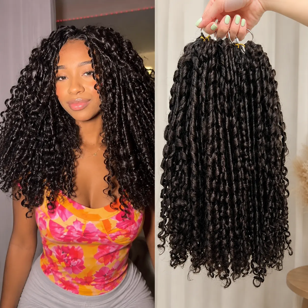100% Virgin Vietnamese Pixie Curly Human Hair Crochet Weave Extensions - Pre-Separated Knotless, Long, Romantic Pieces, Beginner-Easy Protective Style, Virgin Hair, Pixie Curl Volume, Ready to Crochet