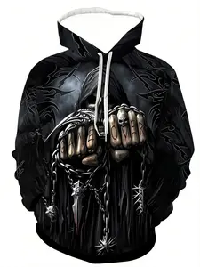 Men's Street Style Hooded Sweatshirt, Graphic Pattern, Casual Fitted, All Seasons, Artistic Design, Perfect for Daily Wear