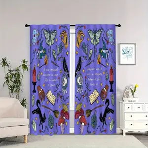 Butterfly Witch Crystal Magic Theme Illustration, Reversible Blackout Curtains, Suitable for Living Rooms, Bedrooms, and Apartments, Perfect for New Year Decorations.