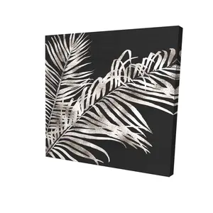 212 MAIN Tropical Gold Leaves Wall Artwork, 36x36 in Minimalist Nature High-Def Print, Artistic Bedroom Decor, Home Decoration