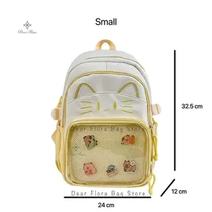 Y2K Cute Cat Ita Backpack Large Capacity Knapsacks Casual Girl Transparent DIY Display Rucksack Cartoon Trendy Travel Schoolbags