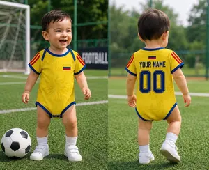 Personalized COLOMBIA#BabE Bodysuit, Custom Name Soccer Baby Outfit, Football Fan Gift, Newborn Sports