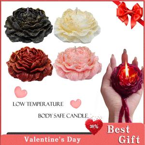 107.6°F Body-Safe Romantic Rose Wax Candles - Skin-Friendly Low Heat Soy Wax with Sage Sea Salt Scent for Couples Date Nights & Wedding Anniversary Gifts (75g Long Burn)