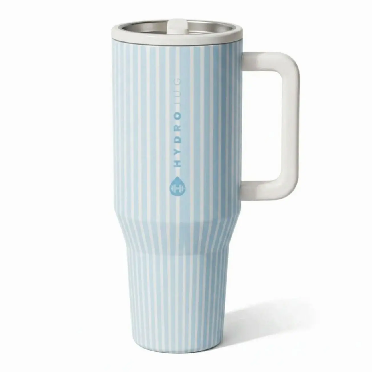 Blue Stripe Pattern HydroJug 40 Oz Traveler, Leak-Proof Insulated Tumbler with Flip Straw & Cup Holder Fit Flasks Lid Drinkware Leakproof Tumbler