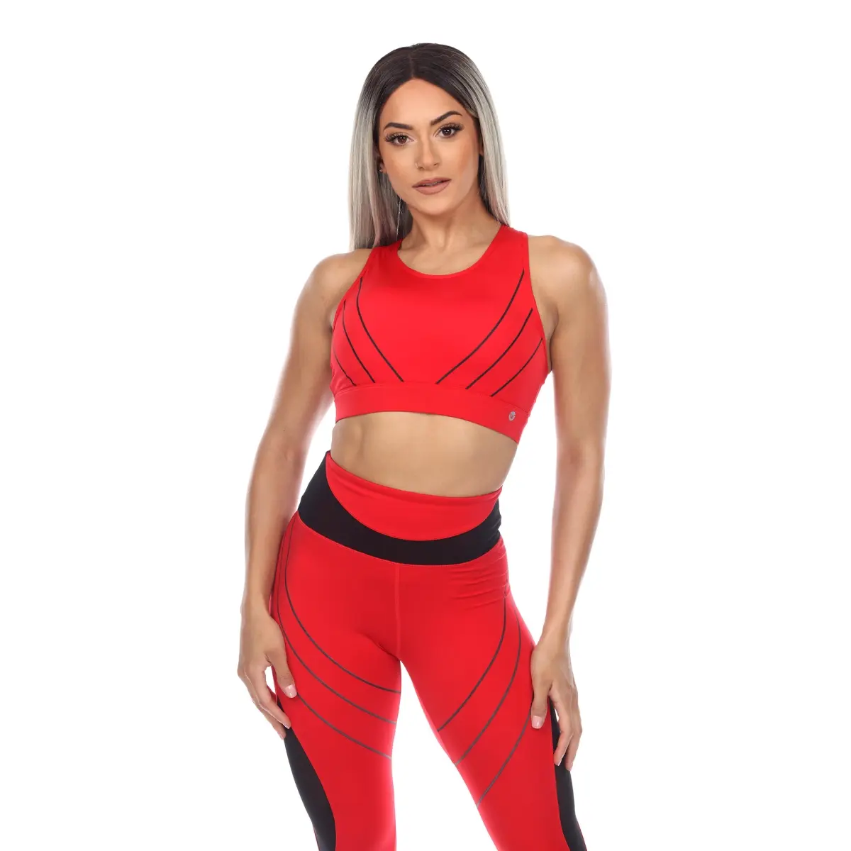 White Mark 18582-03-XL Women's Cut Out Back Mesh Sports Bra - Red, Extra Large, Athletic Fabric, Built-In Padded Front, Mesh Breathable, Nylon & Lycra, Athletic Fabric Sports Bras, Built-In Padded Front Sports Bras
