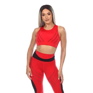 White Mark 18582-03-XL Women Cut Out Back Mesh Sports Bra, Red - Extra Large