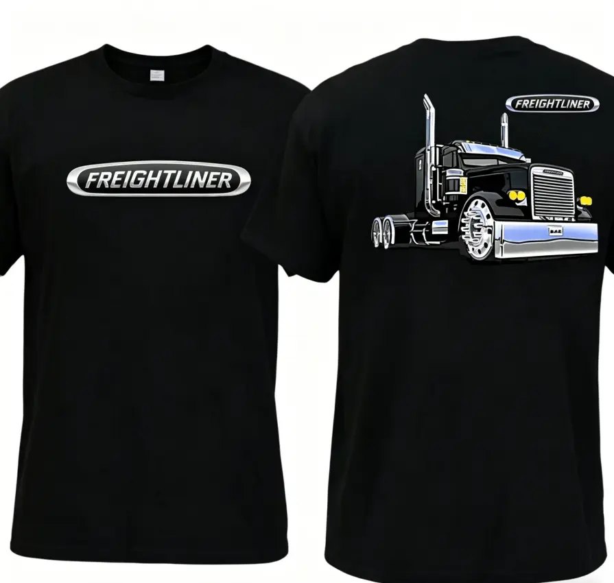 Men's Truck Graphic T-Shirt, 100% Cotton Streetwear Short-Sleeve Top, Breathable Round Neck with Relaxed Fit, Casual Gift for Trucking Fans, Tshirt, Shortsleeve, Retro, Retro Cute, Rib, No