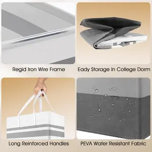 2-Pack 75L Large Freestanding Laundry Hamper, Collapsible Waterproof Clothes Basket with Handles for Easy Storage Room Set Bin Cotton