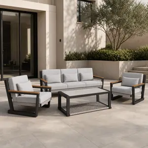 Aluminum Rattan Outdoor Patio Sofa Set, All-Weather PE Wicker Furniture with Thick Cushions & Sound-Absorbing Woven Design, Rust-Proof Frame Conversation Set for Garden Backyard Poolside Balcony
