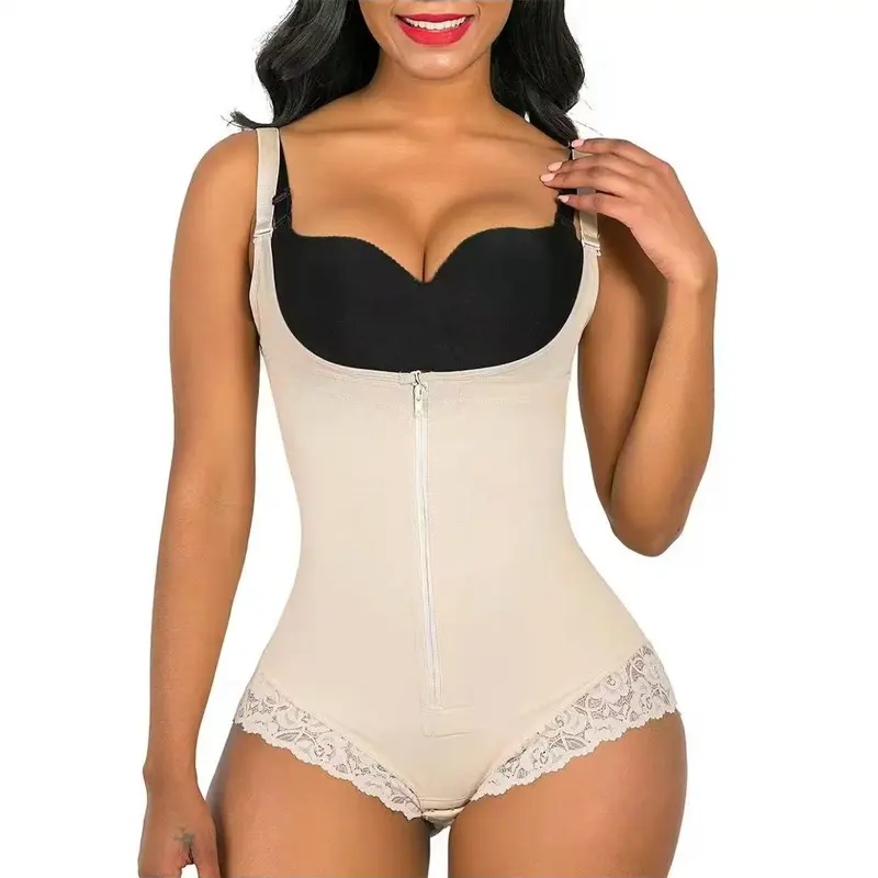 CZXMY Women's Overbust Colombian Faja Panty Body Shaper - High Waist Elastane Bodysuit for Body Confidence, Tummy Control, Push Up Support, Adjustable Straps, Zipper Hook, Buckle, Retro Waist Training, Minimalist Casual Style for Wedding, Valentines Day