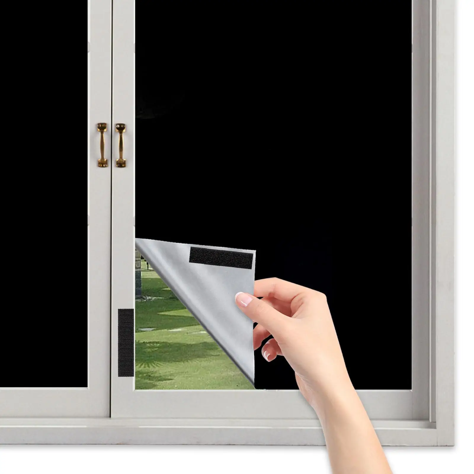 Portable Removable Window Shade, Solid Color Blackout Curtain with Tape Dots & Portable Bag & Strap & Ruler, Christmas Decor Thermal Insulated Farmhou