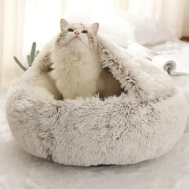 Round Fluffy Cute Cat Bed, Comfortable Cat Beds, Indoor Cat Nest Cat Sofa, Soothing Pet Bed Donut Semi, Small Dog Nest (it Is Recommended To Take One