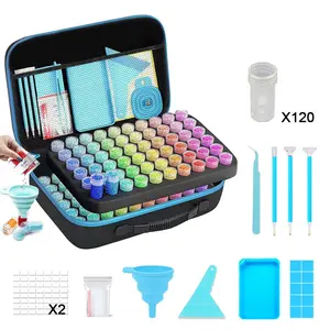 Diamond Painting 120 Slot Storage Box, Portable Bead Drill Tool Container, Multi-Functional Organizer, Diamond Pen Clay Tray Included