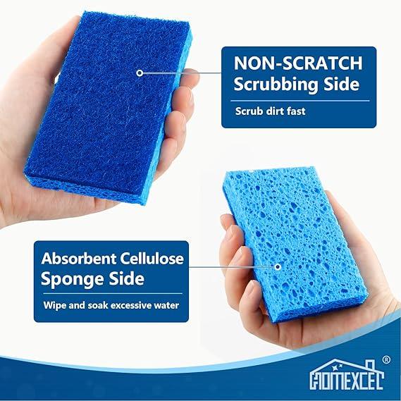 24-Pack Non-Scratch Kitchen Sponges, Dual-Sided Scrub Dish Sponges Safe for Non-Stick Cookware, Ideal for Kitchen, Household, Bathroom & More Cleaning