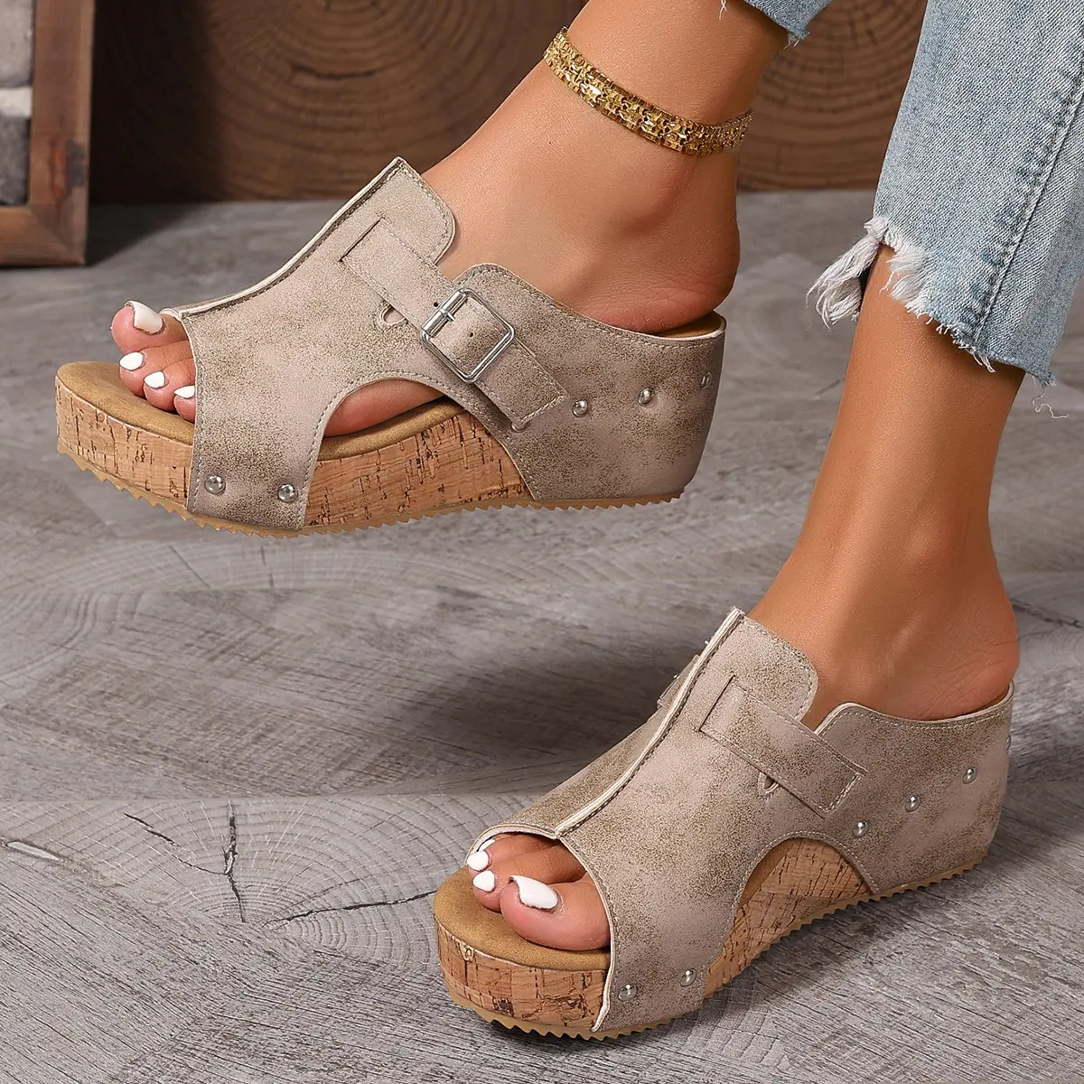 Women's Wedge Sandals Summer Breathable EVA Foam Insoles 2.5 Inch Heel Support Platform Sandals Lightweight All Day Wear Hook Loop Closure