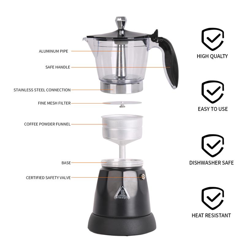 LAOION Cuban Coffee Maker 6 Cup Electric Espresso Coffee Maker 300ml Portable with Detachable Base & Overheat Protection for Home Travel