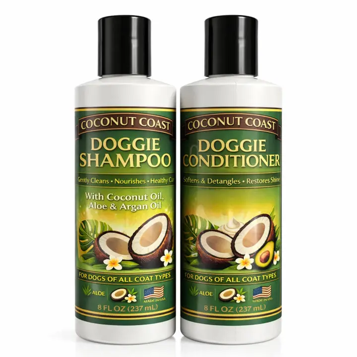 Coconut Coast Dog Shampoo & Conditioner Set  Soft. Clean. Tangle-Free Coats—Naturally.