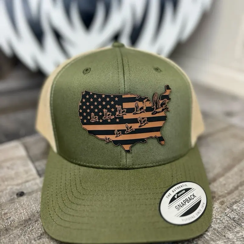 Yupoong 6606 duck and us map patch