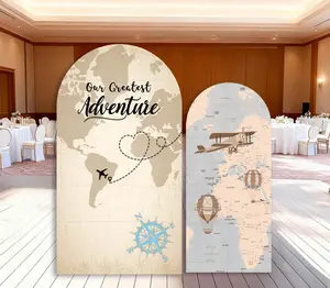15-day Delivery Our Greatest Adventure Baby Shower Arch Backdrop Cover Boy Travel Map Birthday Party