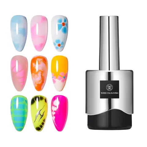 12ml 3-Colour Blooming Gel Nail Polish (With Box, 24 Months Shelf Life), UV LED Soak-Off Stripe Spreading Product, Salon-DIY Nail Care Cosmetic for Endless Designs, Beauty Gift for Adults