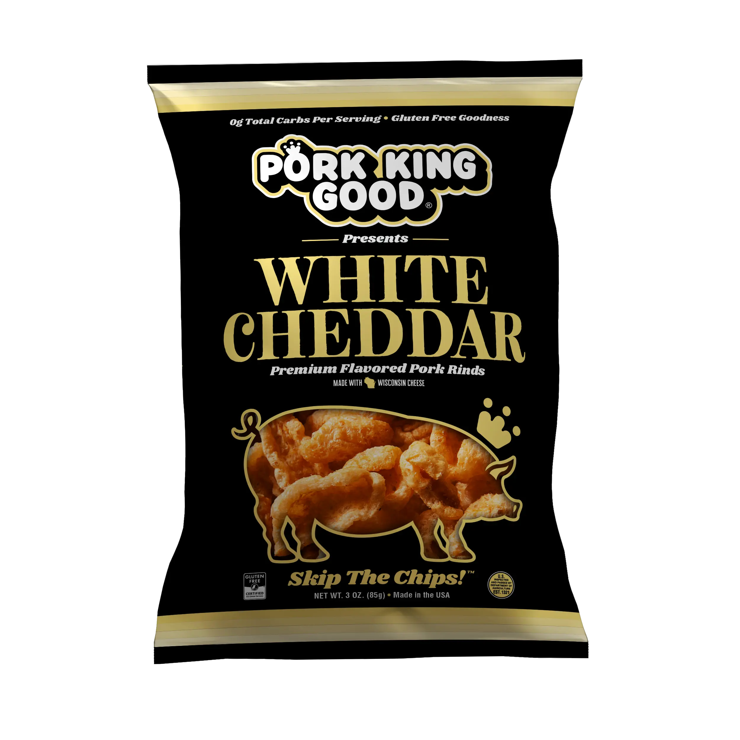 Pork King Good White Cheddar Pork Rinds - 3 oz