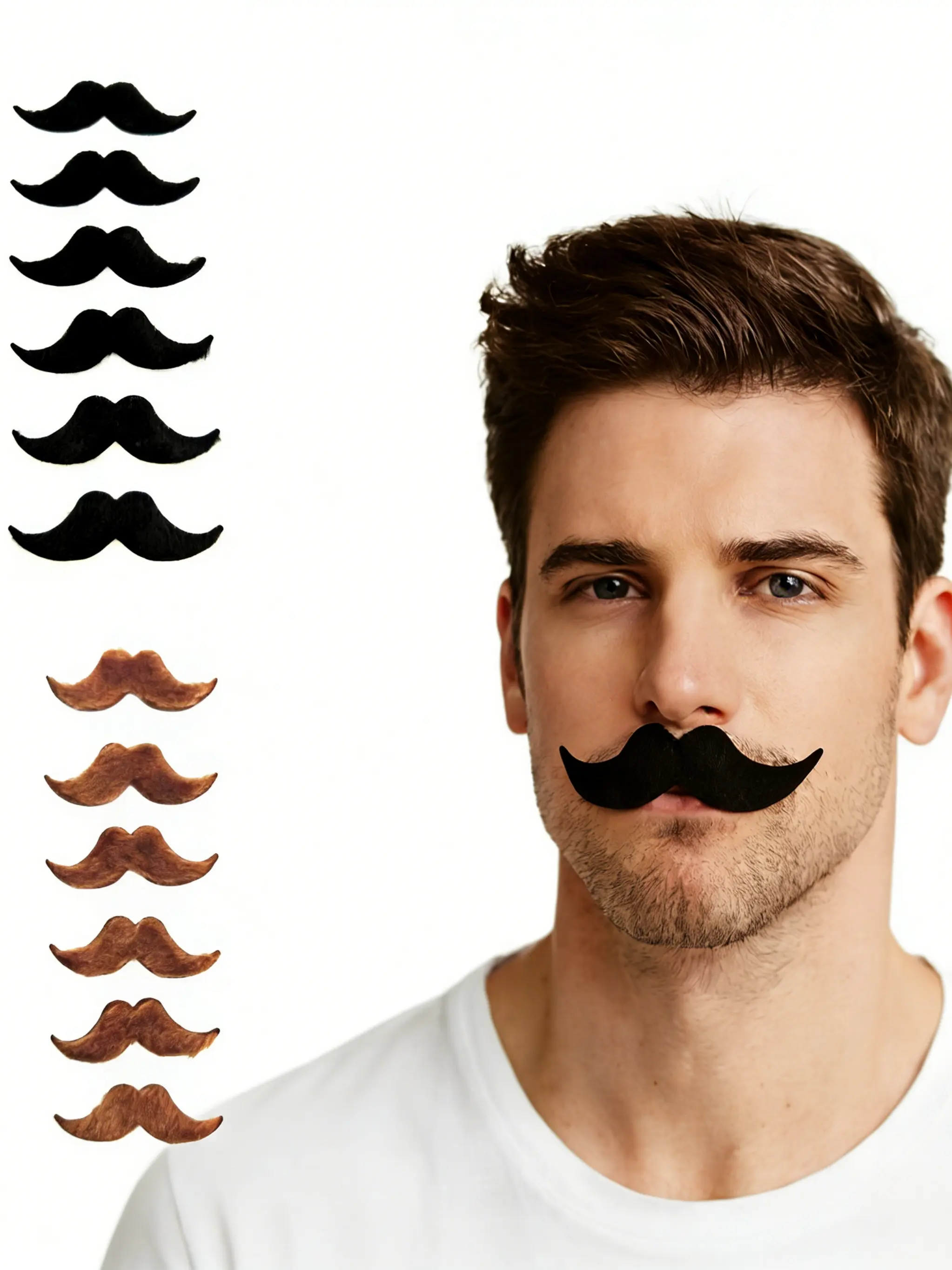 6pcs Fake Beard Set, Party Supplies, Makeup Ballroom Dance Props, Photo Booth Accessories, Realistic Beards for Festivals, Birthdays, Concerts