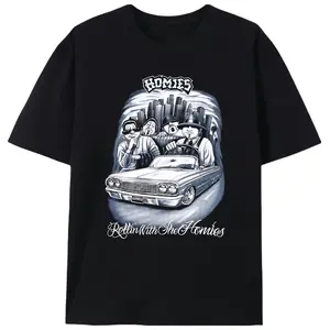 Homies Rollin With The Homies Lowrider Men’s Graphic Tee |     Unisex Chicano Streetwear Car Fan Casual T-Shirt |     Summer Latino Gift graphic tee
