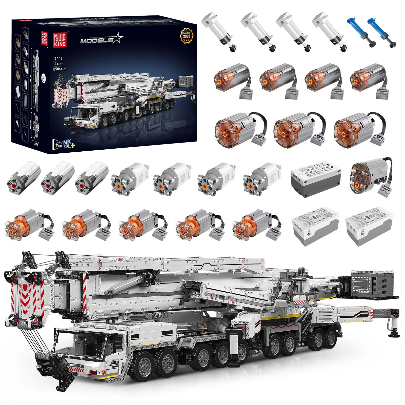 Mould King 17007 White Liebherr LTM 11200 Crane Truck Vehicle Heavy Duty Building Block Remote Control Toy 8506 Pcs Construction summerwins
