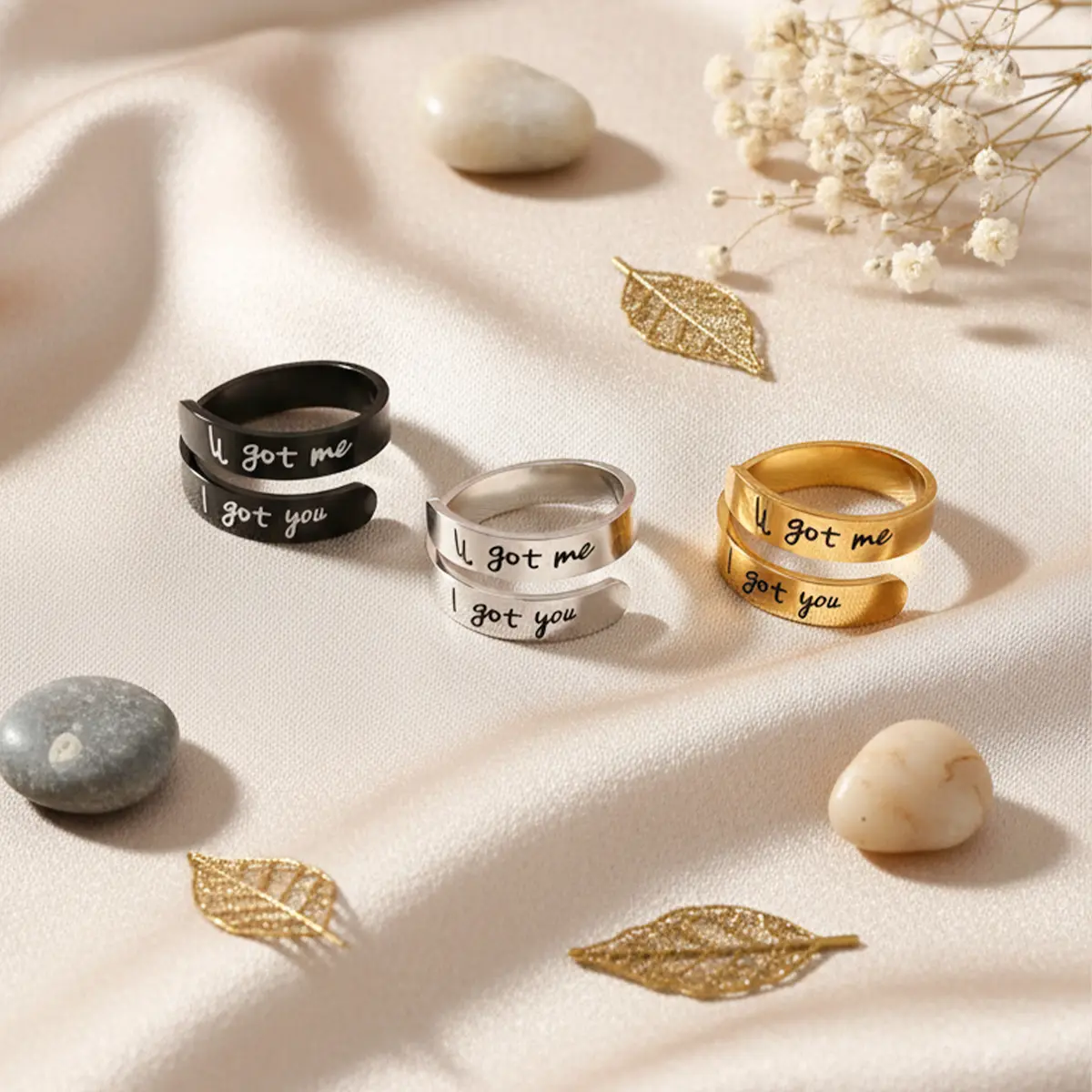 Unisex 1-3 Piece Vintage Spiral Engraved Stainless Steel Couple Promise Rings Set - Open Stackable Adjustable Multi-Size Silver Alternative Fashion Jewelry, Romantic Custom Gift, Stackable Finger Rings
