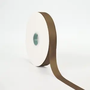 Double Face Satin Ribbon Brown Gift wrapping Satin Craft Fabric Ribbon for Gift Wrapping Floral Bouquets Wedding Party Decoration