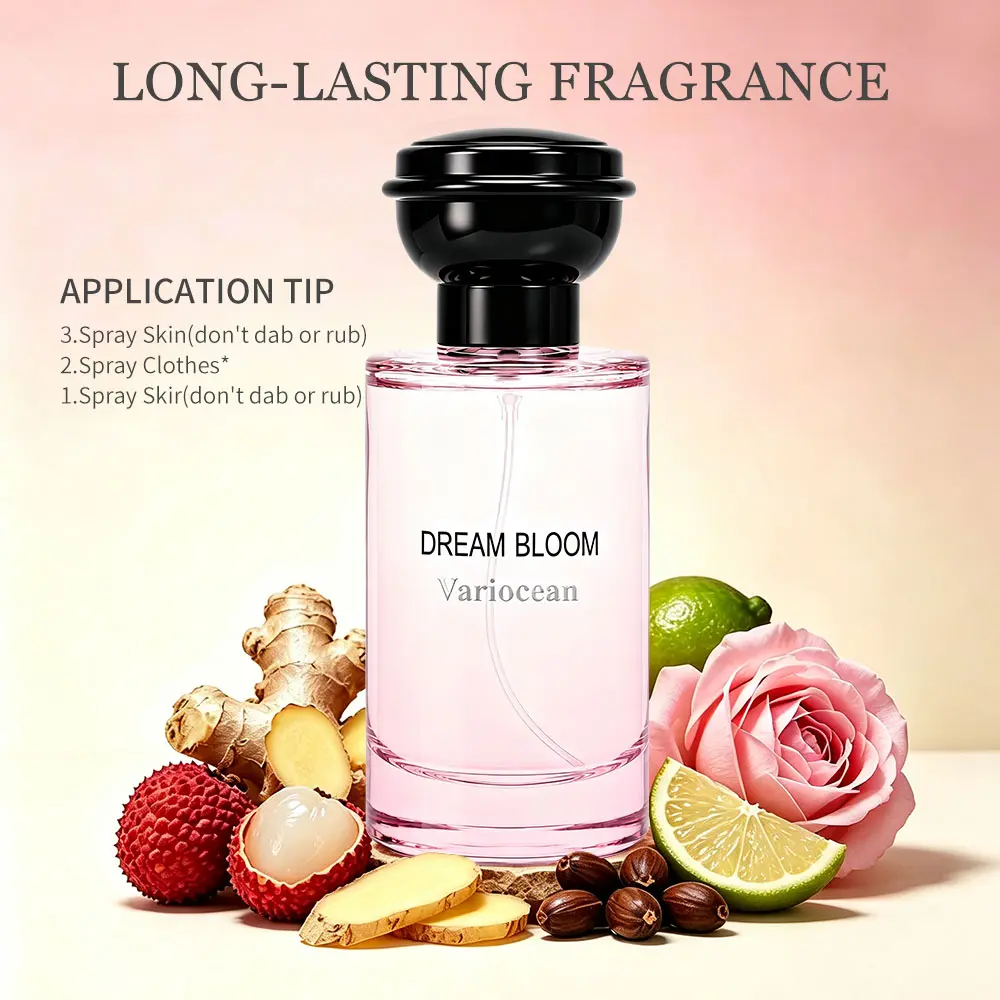 Variocean Dream Bloom Perfume 50ml(1.7 fl oz), Long Lasting Floral Fragrance, Fresh Fruity Scent with Lychee, Rose, Peony & Patchouli, Elegant Unisex Eau de Parfum for Daily Wear