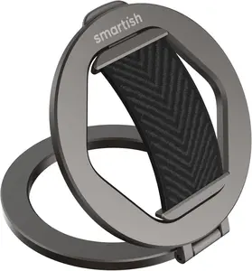 Smartish MagSafe Grip Kickstand - Quickstand - Magnetic Cell Phone Finger Loop Grip - [Dual-Sided Magnets] Ring Holder Mount w/MagSafe Adapter Kit for Apple iPhone Accessories - Black