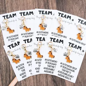 10-Piece Team Motivational Fashionable Alloy Keychain Set with Cute Horse Design, Perfect Gift for Colleagues, Friends, Students, and Healthcare Workers