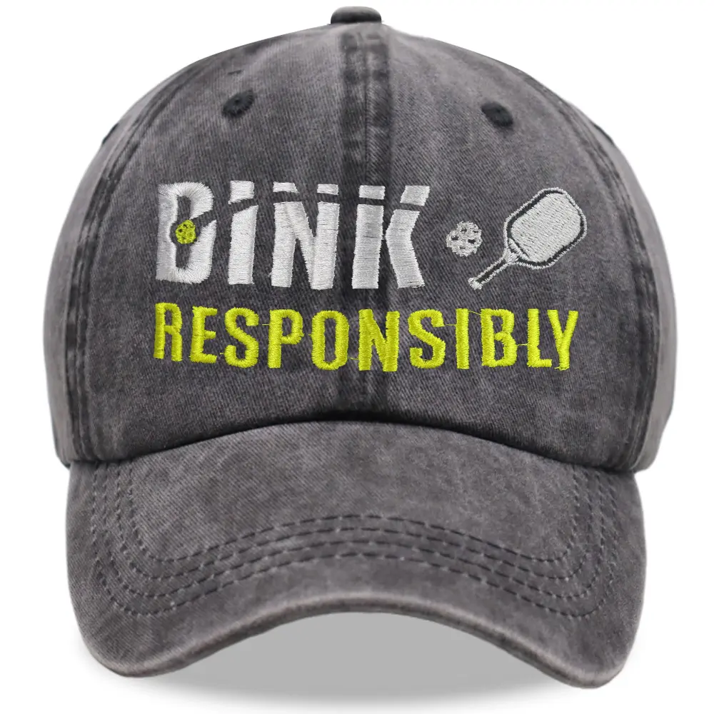 Pickleball Baseball Cap for Men and Women in Washed Cotton, Adjustable Snapback with Embroidered Geometric Design for Outdoor Sports, Adjustable Snapback Cap Premium Quality Cap