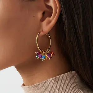 Emma's Heart | Colorful Glass Bead Tassels - 18K Gold Plated Stainless Steel, Vibrant Summer Drops