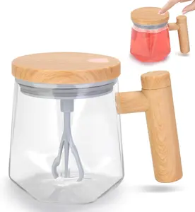 Yummy Sam Self Stirring Coffee Mug, 13.5 Oz Battery Powered Electric Milk Coffee Mixing Cup Automatic Cocoa Hot Chocolate Juice Mixer Glass Tumbler with Lid and Handle for Office Traveling Gym Home