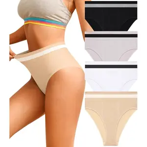 Breathable Wicking Underwear High  Bikini Underwear Slight  Control Panty Elastic No Show Cheeky Panty Pack