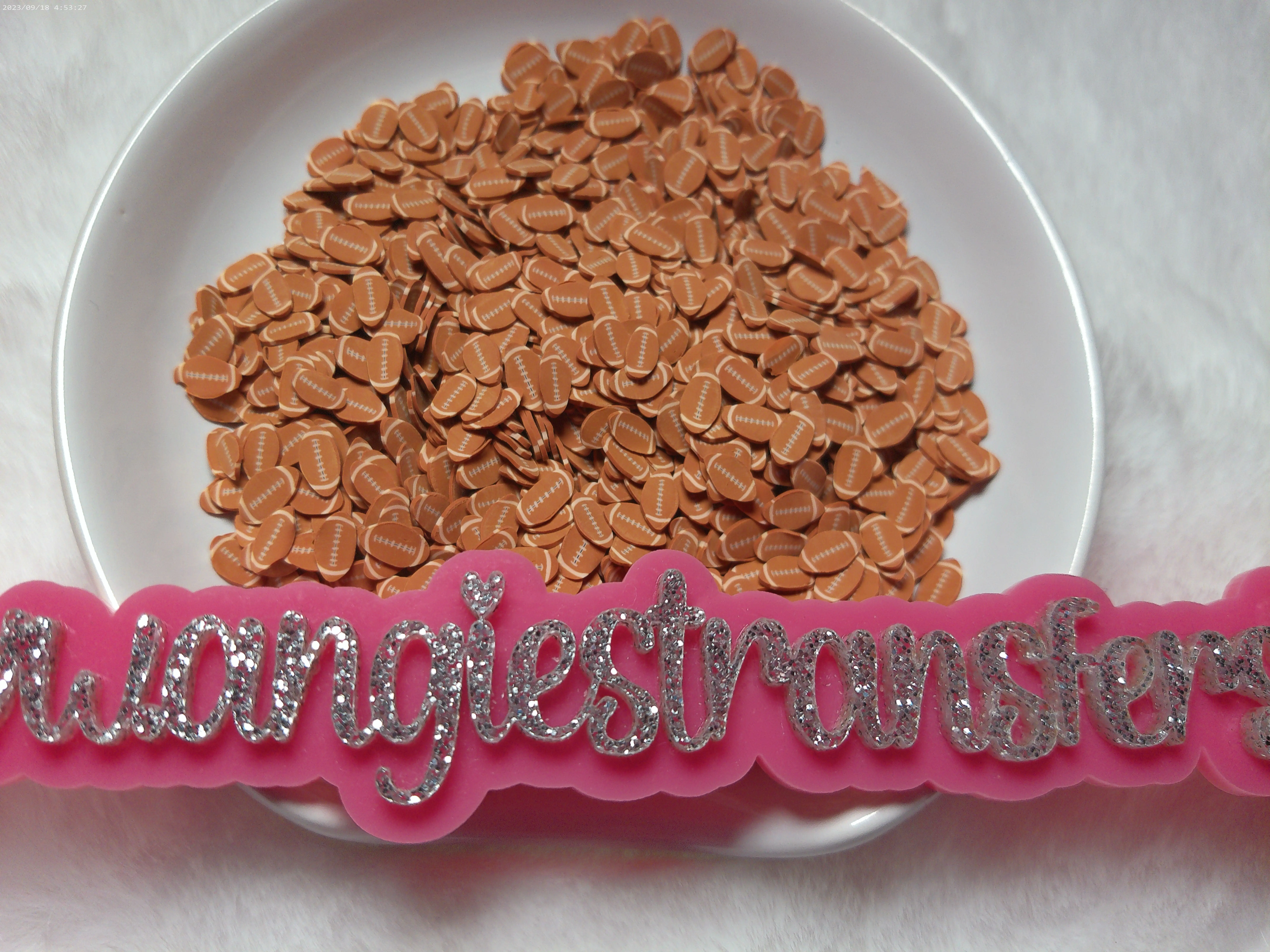 Football Polymer Clay Pieces for snowglobe tumbler, nail art, slime, etc