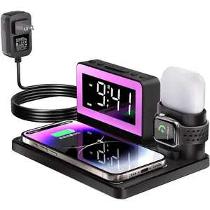 Fast  Station - 7 in 1  Clock with  Charger Stand -  Dock for / Galaxy Multiple Devices - for  Watch and Airpods