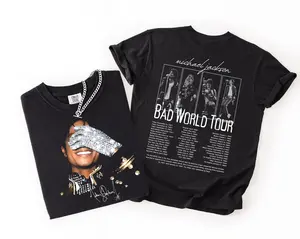 [ Sale Up To 40%] Comfort Colors Michael Jackson Tee, Michael Jackson Bad World Tour 1987 T-Shirt, King Of Pop Unisex Fan Gift