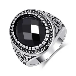 New Arrival!Trendy Retro Vintage Gold-Plated Black Diamond Resin Ring for Men